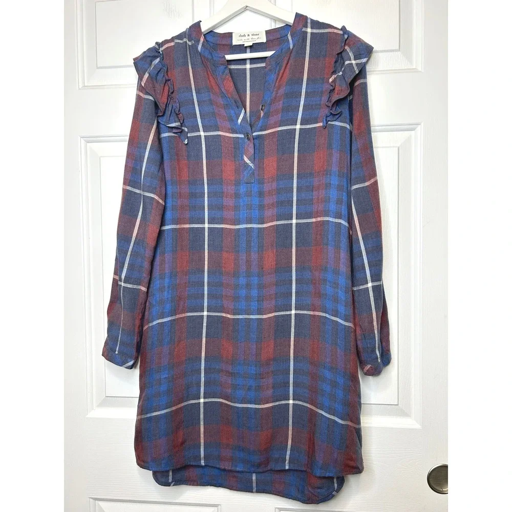 Cloth & Stone for Anthropologie Plaid Tunic‎ Dress Small